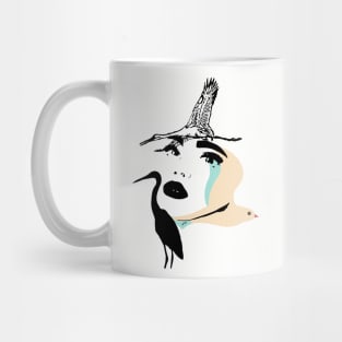 Minimalist Bird Lady - Bird Lover Mug